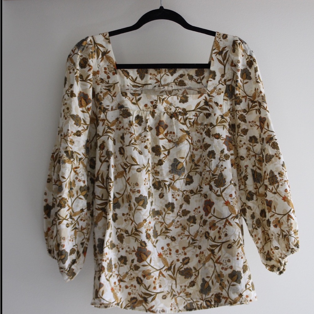 100% cotton Floral Cream Women's Top